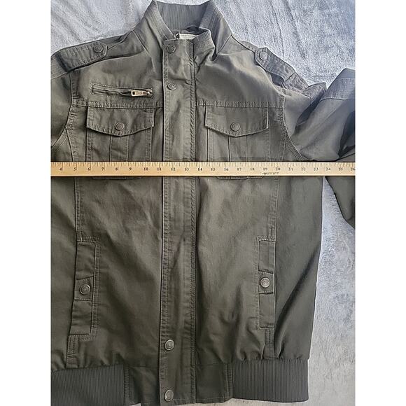 Wenven Jacket Men Sz (M) Green Full Zip Utility Military Lapel Cotton 100% - Picture 3 of 10